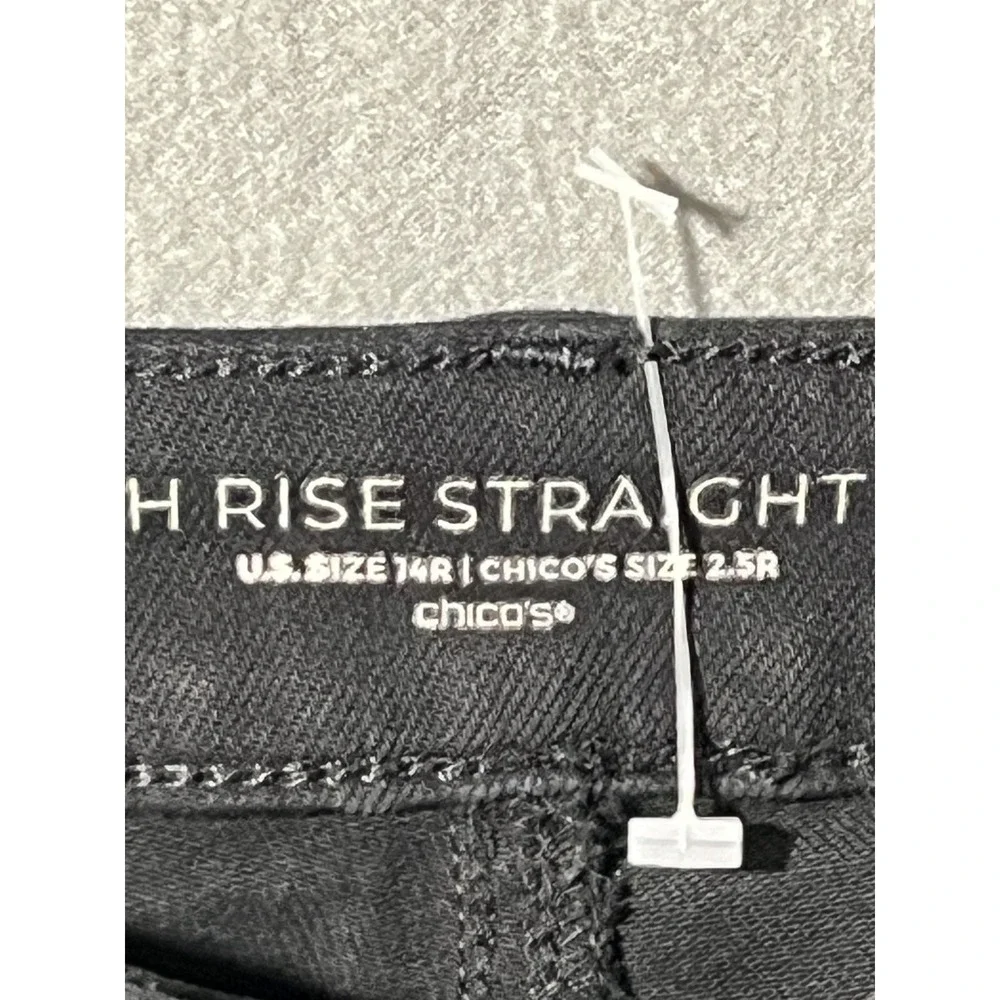 Chico's‎ Women's Size 14R High Rise Straight Leg Jeans Charcoal Gray Denim